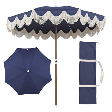 Mariner 6.5 ft. Classic Cottage Fringe Tassel Market Beach Umbrella